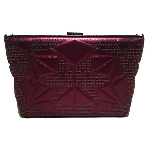 Tonya Hawkes Purple Metallic Embossed and Laser Cut Leather Clutch - Picture 2 of 8